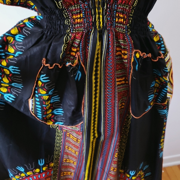 African Dress Wax Print Red & Black - Picture 4 of 7